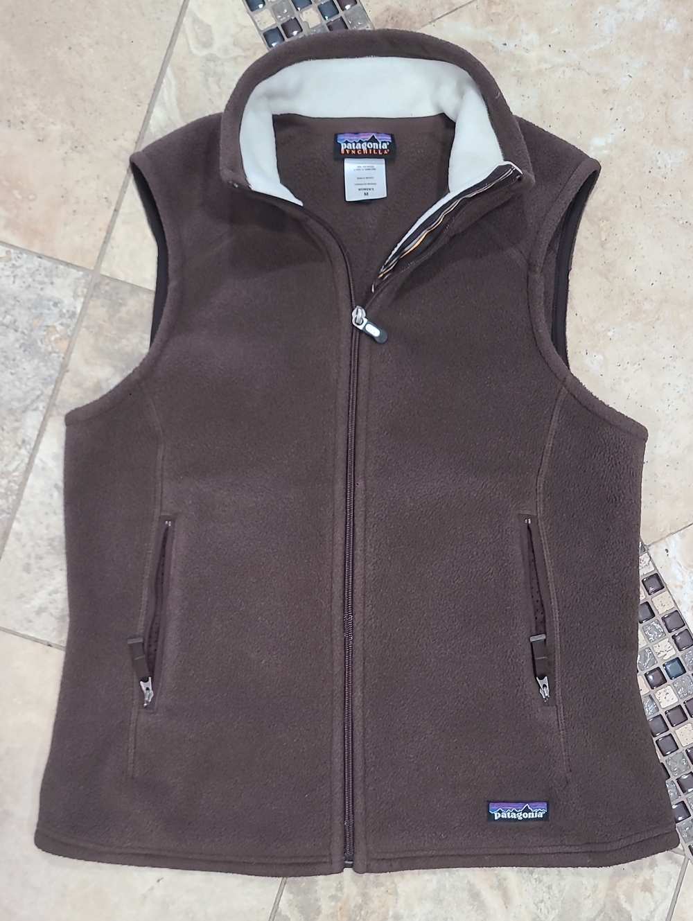 Patagonia Women’s Brown Fleece Vest with Cream Collar